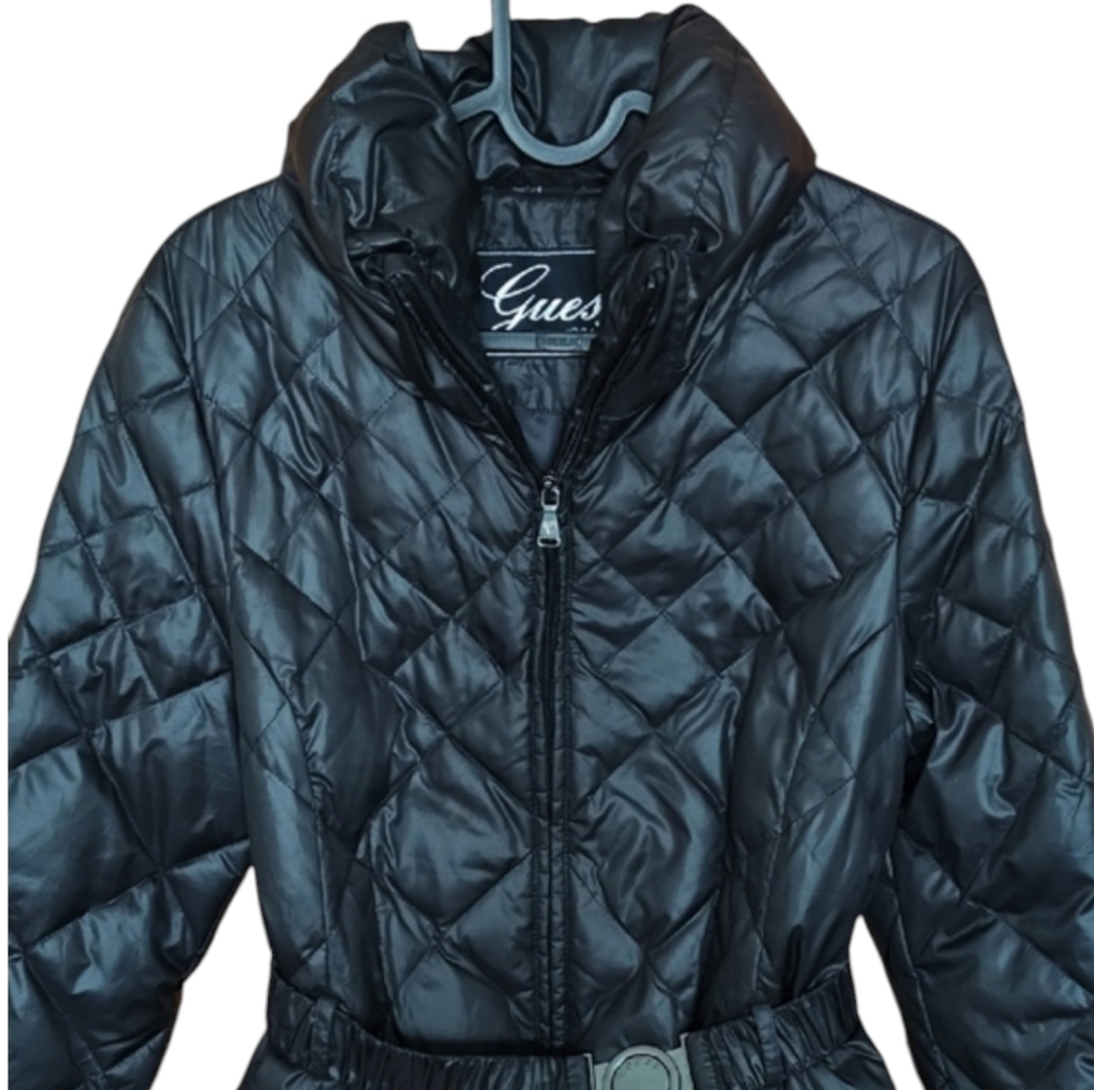 Like New 💕 Guess Black Quilted Belted Puffer Jacket - Picture 4 of 10